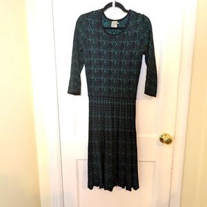 Comfy navy blue and teal 3/4 Sleeve sweater dress